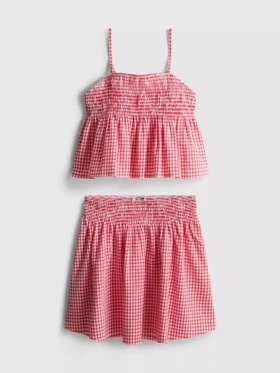 7-15 años | Conjunto de blusa y falda de cuadros vichy