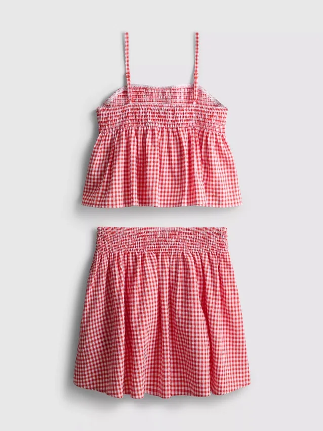 7-15 años | Conjunto de blusa y falda de cuadros vichy