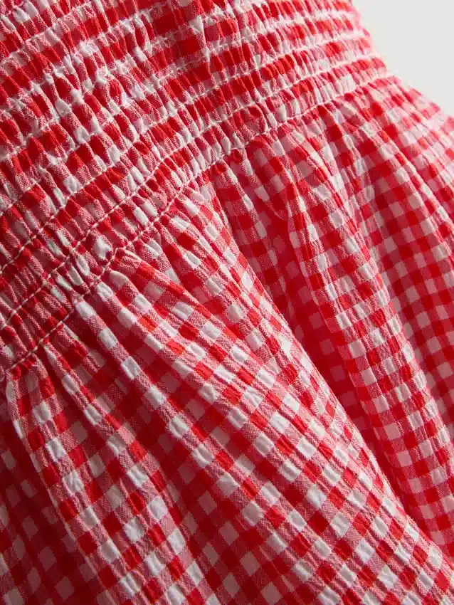7-15 años | Conjunto de blusa y falda de cuadros vichy