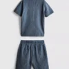 7-15 años | Conjunto de camisa de manga corta con botones y pantalones cortos con textura