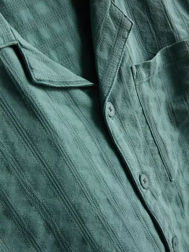 7-15 años | Conjunto de camisa de manga corta con botones y pantalones cortos con textura