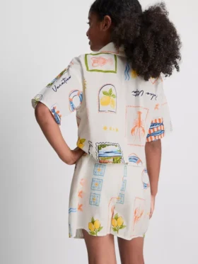 7-15 años | Conjunto de camisa y pantalones cortos con detalle de lazo