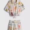 7-15 años | Conjunto de camisa y pantalones cortos con detalle de lazo