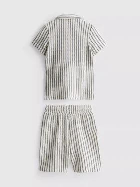 7-15 años | Conjunto de camiseta de punto a rayas y pantalones cortos