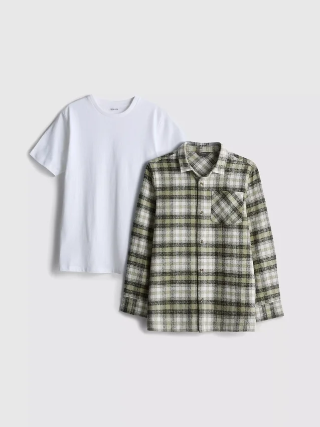 7-15 años | Conjunto de camiseta y camisa a cuadros