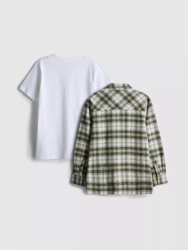 7-15 años | Conjunto de camiseta y camisa a cuadros