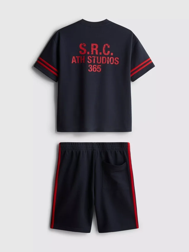 7-15 años | Conjunto de camiseta y pantalones cortos de malla deportiva