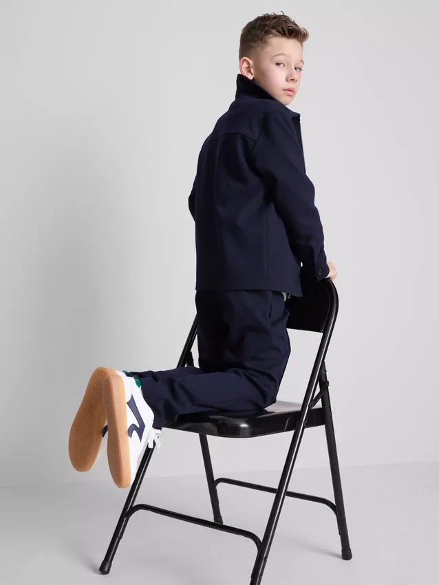 7-15 años | Conjunto de chamarra con cremallera de jacquard y pantalones de chándal
