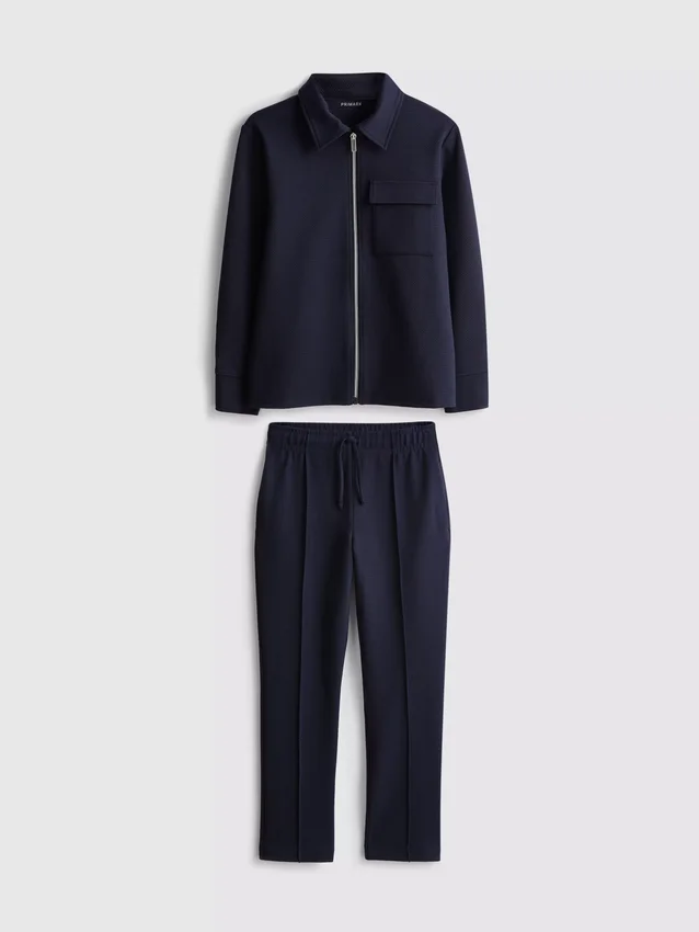 7-15 años | Conjunto de chamarra con cremallera de jacquard y pantalones de chándal
