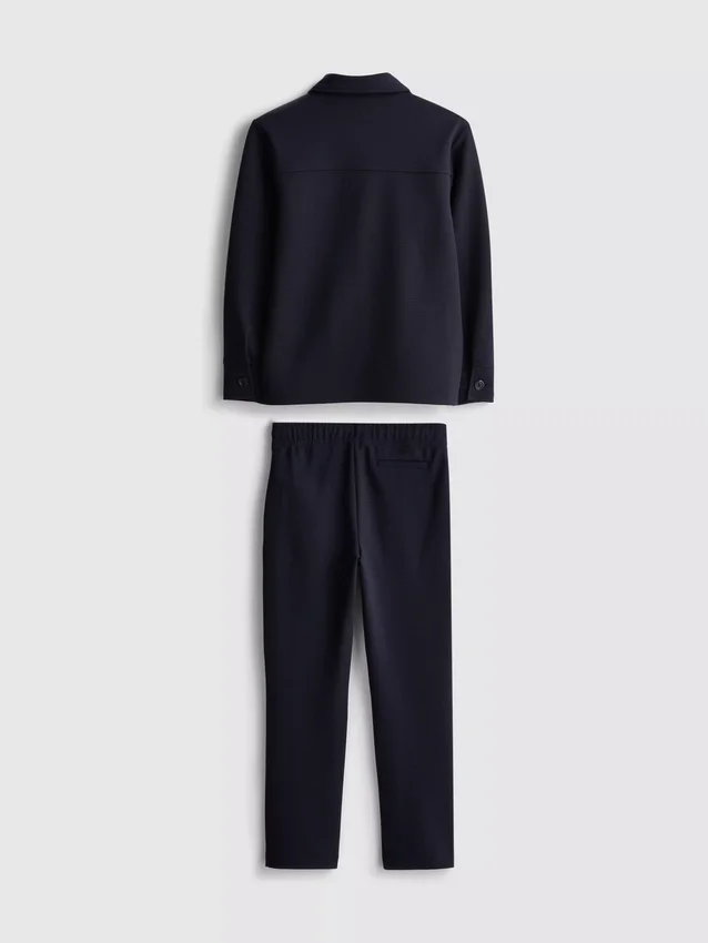 7-15 años | Conjunto de chamarra con cremallera de jacquard y pantalones de chándal