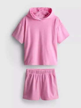 7-15 años | Conjunto de sudadera con capucha de toalla y pantalones cortos