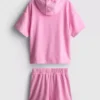 7-15 años | Conjunto de sudadera con capucha de toalla y pantalones cortos