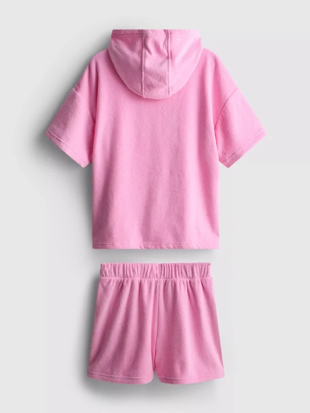 7-15 años | Conjunto de sudadera con capucha de toalla y pantalones cortos