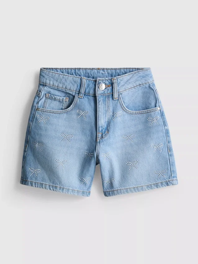 7-15 años | pantalones cortos de mezclilla con moño de strass