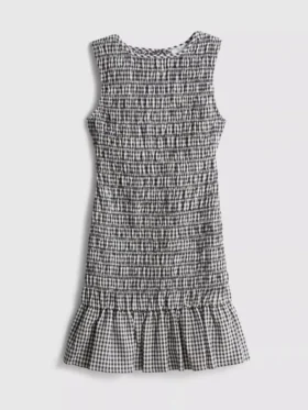 7-15 años | Vestido sin mangas fruncido de cuadros vichy