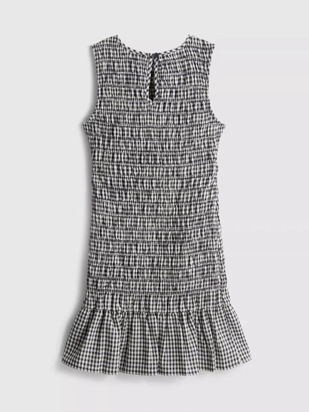 7-15 años | Vestido sin mangas fruncido de cuadros vichy