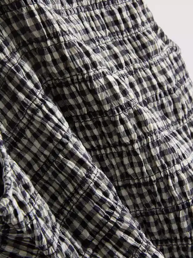 7-15 años | Vestido sin mangas fruncido de cuadros vichy