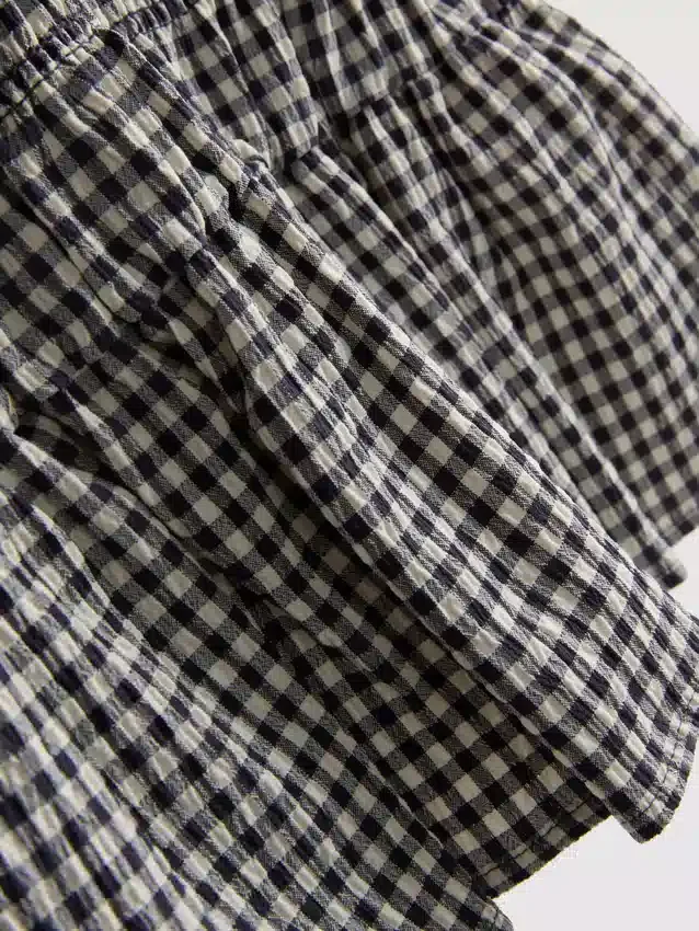 7-15 años | Vestido sin mangas fruncido de cuadros vichy