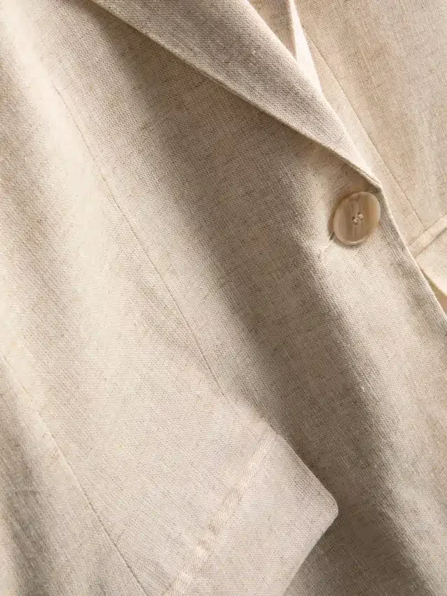 Americana de una sola fila de botones en mezcla de lino