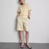 Americana entallada de pantalones cortos en mezcla de algodón