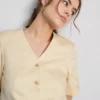 Americana entallada de pantalones cortos en mezcla de algodón