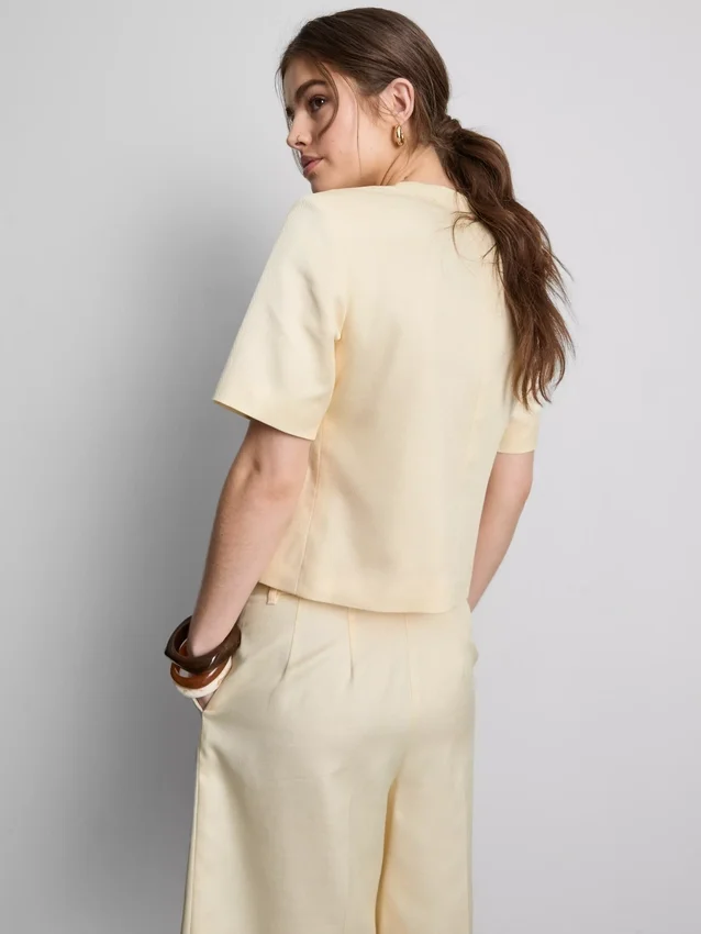 Americana entallada de pantalones cortos en mezcla de algodón