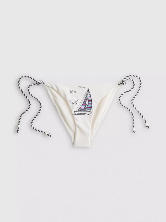 Bajo de bikini con lazos laterales bordados «Dolce»
