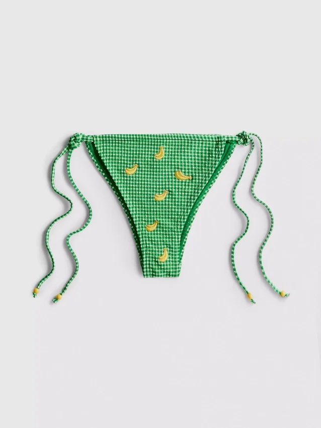 Bajo de bikini de cuadros vichy con lazo lateral