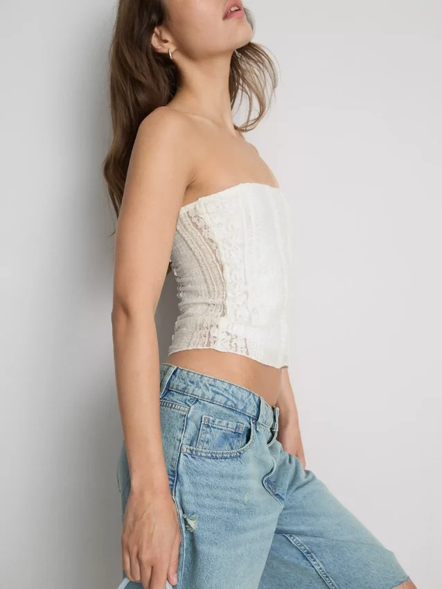 Bandeau de encaje de mezcla de algodón