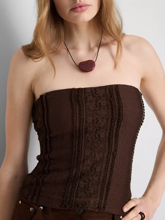 Bandeau de encaje de mezcla de algodón