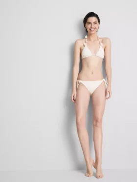 Bikini con braguitas de lazo lateral y estampado floral en 3D