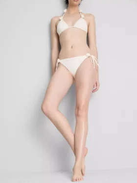Bikini con braguitas de lazo lateral y estampado floral en 3D