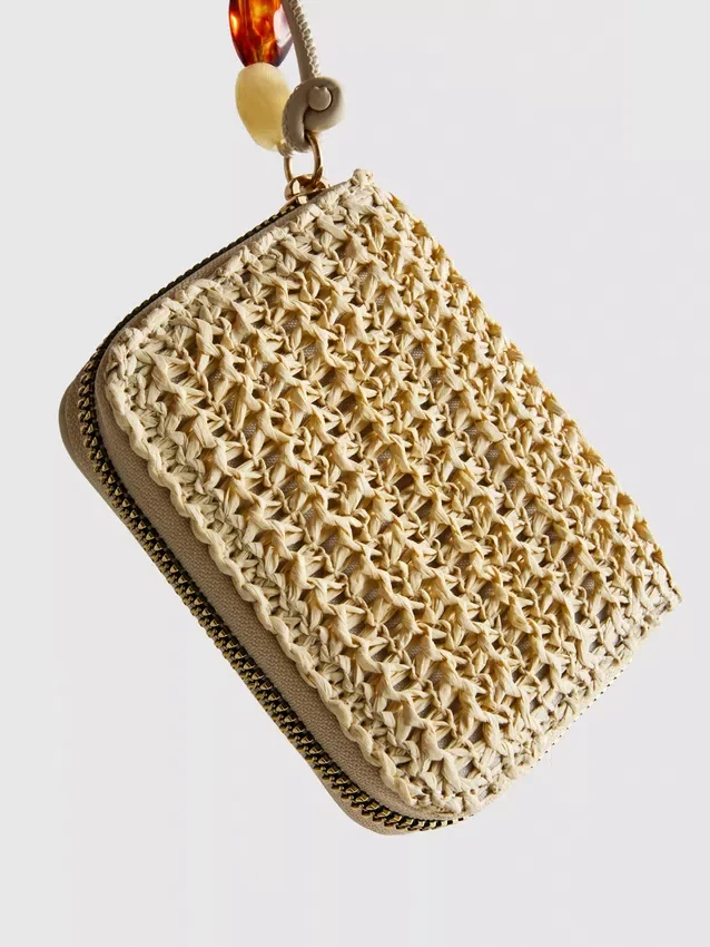 Billetera tejida con cremallera