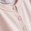 Blusa acanalada con botones, rica en algodón