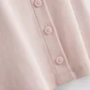 Blusa acanalada con botones, rica en algodón