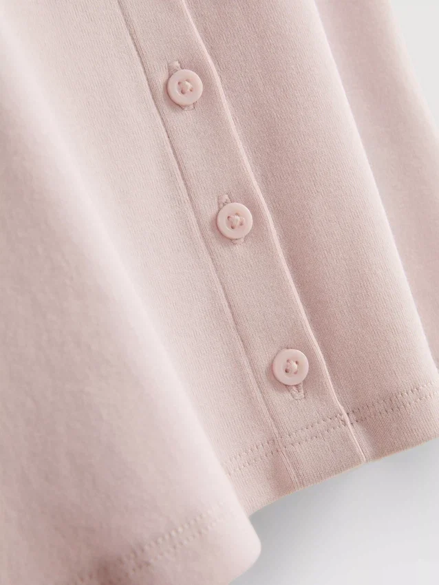 Blusa acanalada con botones, rica en algodón