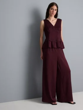Blusa arrugada con cuello en V