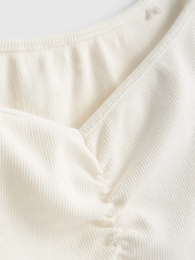Blusa bardot de manga corta con alto contenido de algodón