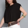 Blusa corta con caída, rica en modal