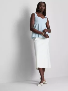 Blusa de crepé con peplum y escote corazón