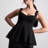Blusa de crepé con peplum y escote corazón