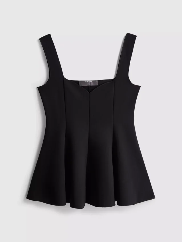 Blusa de crepé con peplum y escote corazón