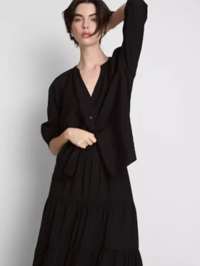 Blusa de cuello en V con mangas 3/4
