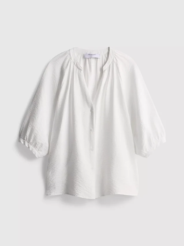 Blusa de cuello en V con mangas 3/4