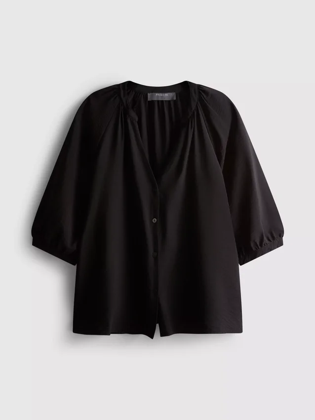 Blusa de cuello en V con mangas 3/4