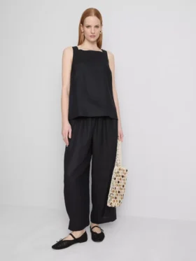 Blusa de lino de corte A con tirantes anchos de The Edit