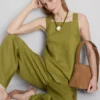 Blusa de lino de corte A con tirantes anchos de The Edit