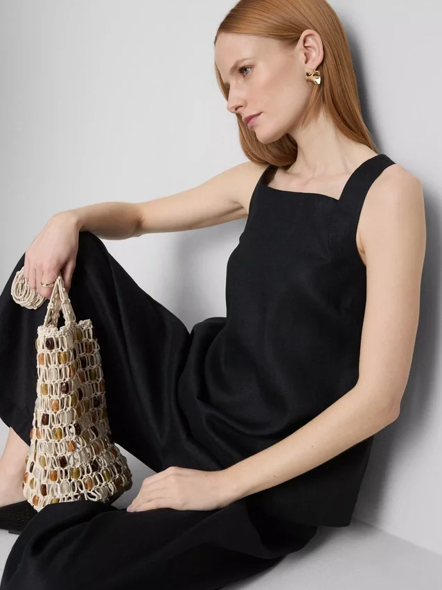 Blusa de lino de corte A con tirantes anchos de The Edit