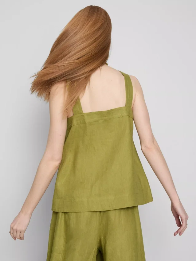 Blusa de lino de corte A con tirantes anchos de The Edit