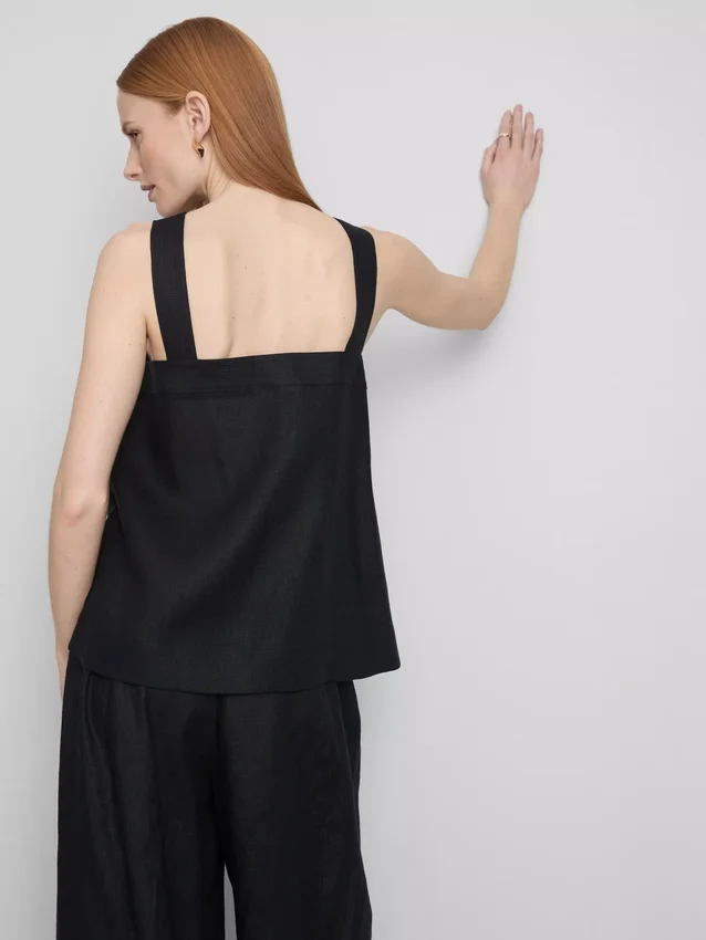 Blusa de lino de corte A con tirantes anchos de The Edit